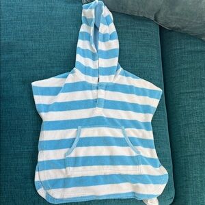 Pottery Barn Kids Aqua and White Hooded Poncho/Towel